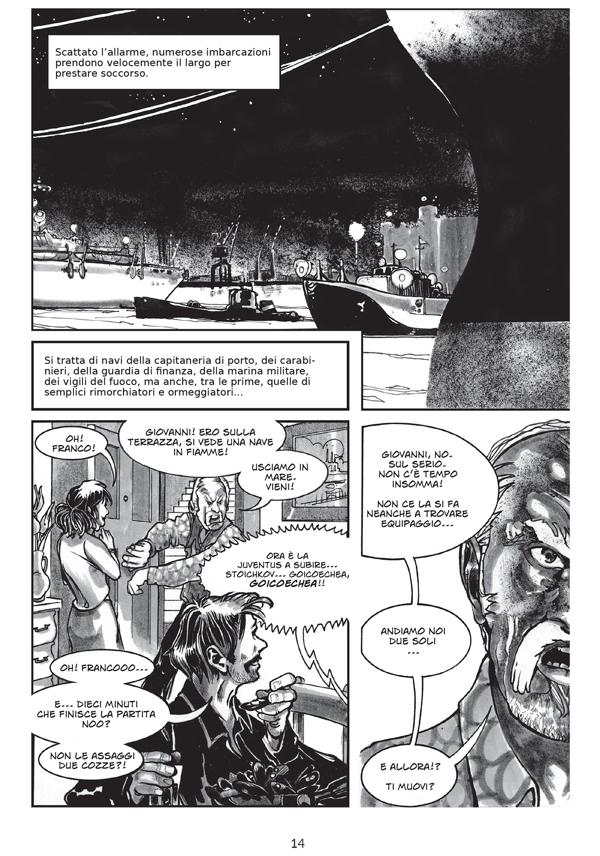 BeccoGiallo Graphic Journalism Moby Prince La notte dei fuochi fumetto bn