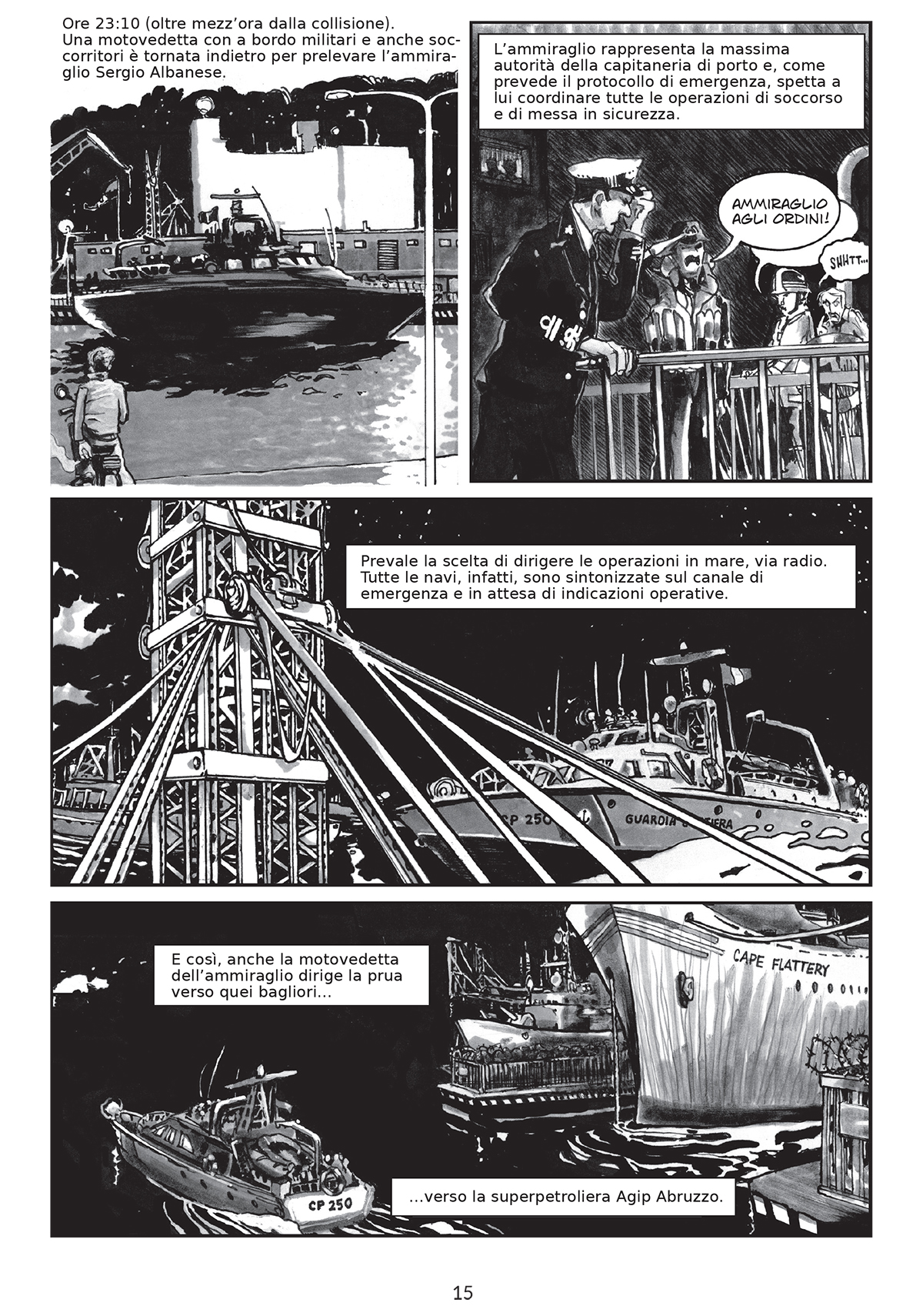BeccoGiallo Graphic Journalism Moby Prince La notte dei fuochi fumetto bn